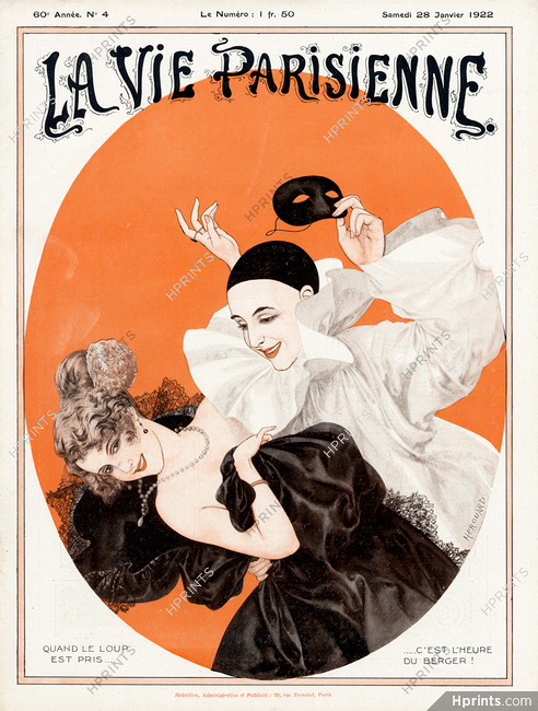 Hérouard 1922 Quand le loup est pris... Carnival Pierrot, La Vie Parisienne Cover