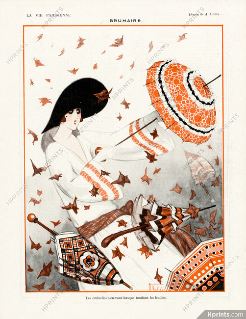 Armand Vallée 1922 Brumaire, Ombrelles, Autumn Umbrellas