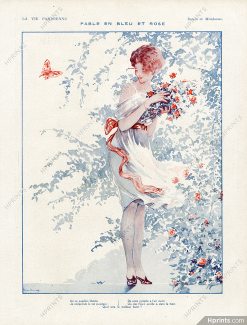 Mendousse 1922 Fable en Bleu et Rose, Butterfly