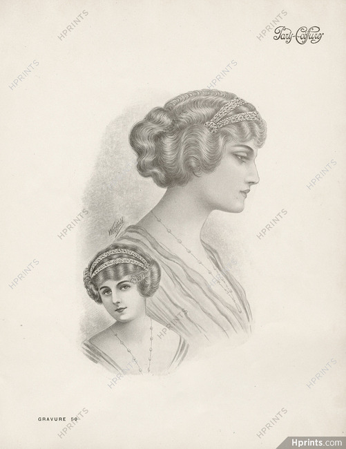 Paris-Coiffures (Hairstyle) 1911 Westfield, Wig, Diadème