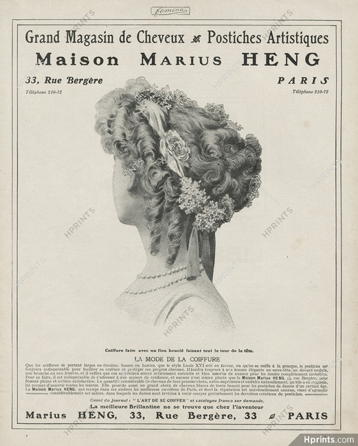 Marius Heng (Hairstyle) 1908 Hairpiece,Postiche