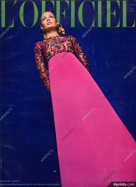 Yves Saint-Laurent 1966 Embroidery pink Evening Gown
