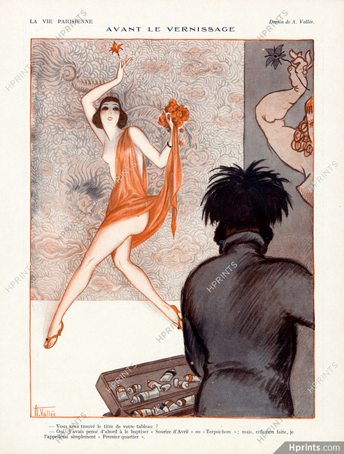 Armand Vallée 1924 Model of the painter, Sexy Girl, Art Modeling
