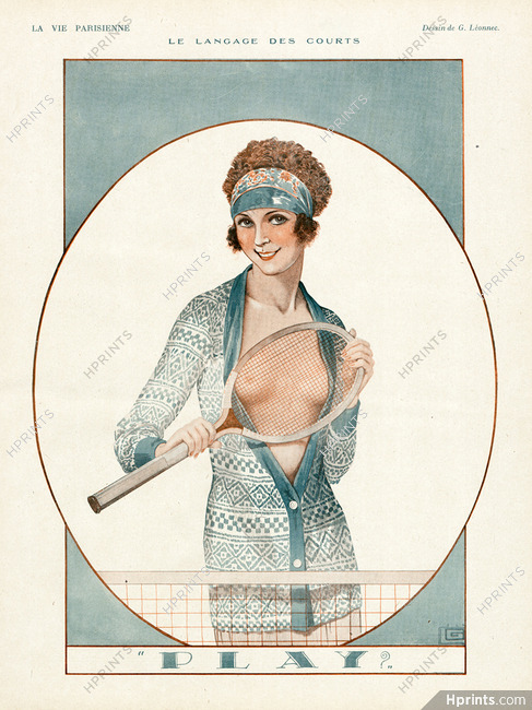 Léonnec 1924 Play, Topless Tennis Woman