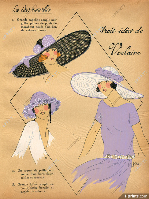 1922 Les Idées Nouvelles de la Mode - Très Parisien, Verlaine Millinery, J. Dory