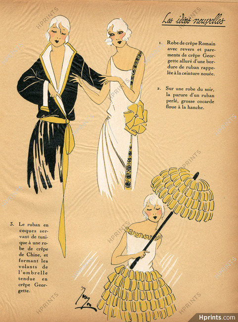 1922 Les Idées Nouvelles de la Mode - Très Parisien, Umbrella, Evening Gown