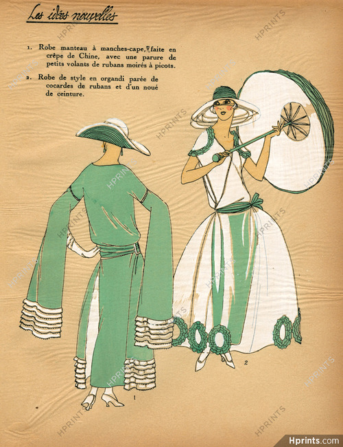 1922 Les Idées Nouvelles de la Mode - Très Parisien, Robe manteau, Manches-Cape, Umbrella