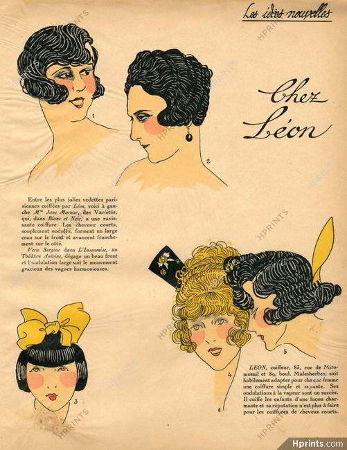 1922 Les Idées Nouvelles de la Mode - Très Parisien, LEON Hairstyle, Jane Marnac, Véra Sergine, Portraits