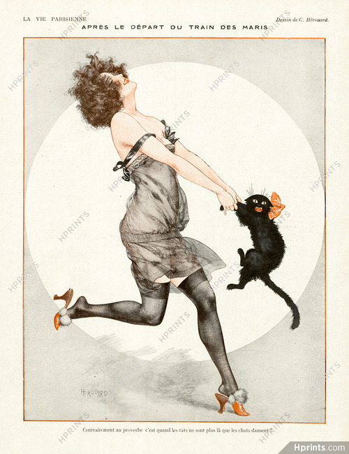Chéri Hérouard 1923 Woman Dancing With Her Cat, When Men Are Gone