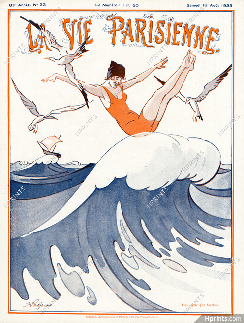 René Préjelan 1923 Bathing Beauty, La Vie Parisienne Cover