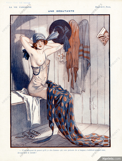 Georges Pavis 1923 Une Débutante, Bathing Beauty Undressing