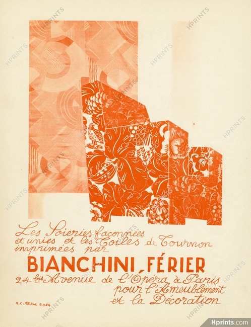 Bianchini Férier 1929 Soieries, Furniture