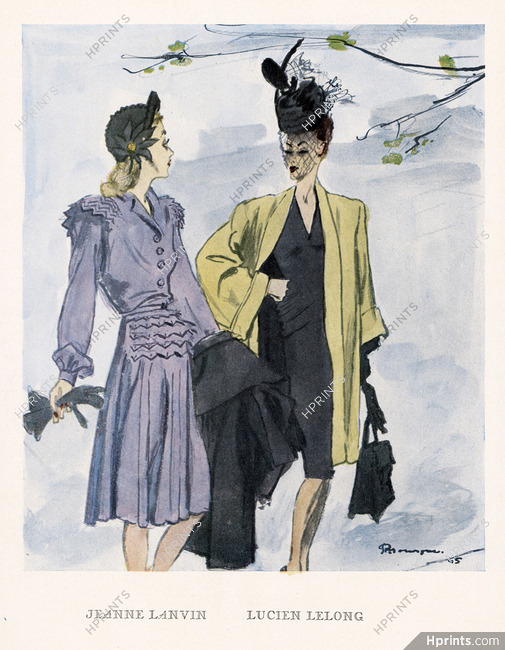 Mourgue 1945 Lelong & Lanvin Fashion Illustration