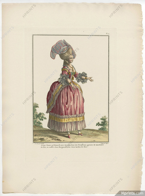 Galerie des Modes et Costumes Français 1912 Claude-Louis Desrais, Emile Lévy Editor "Polonaise aux manches à la Circassienne"