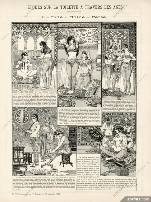 "Etude sur la toilette à travers les ages" 1896 Inde, Chine, Perse, A. Vignola