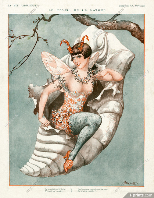 Chéri Hérouard 1926 The Awakening of Nature, Chrysalis, Butterfly Woman
