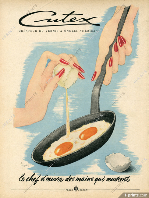 Cutex 1950 Nail Polish, Eggs, Hand, Georges Lepape