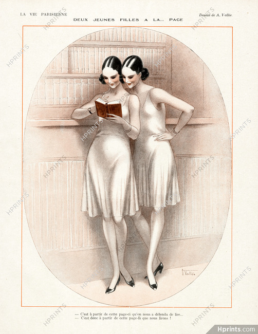 Armand Vallée 1928 Deux Jeunes Filles à La Page, Twins