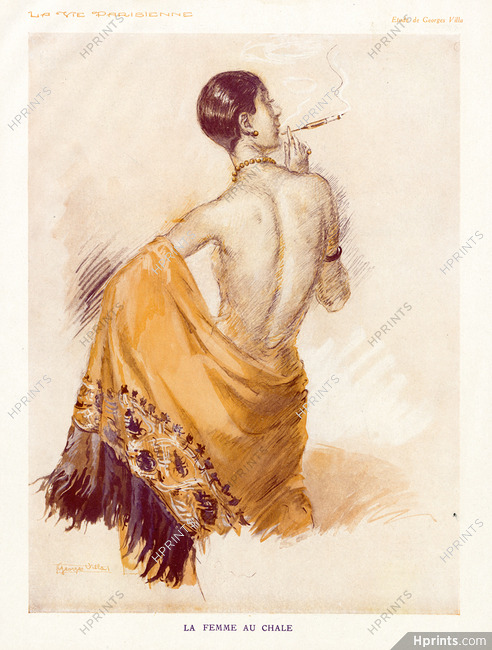 Georges Villa 1929 La Femme Au Châle, Smoker, Cigarette Holder