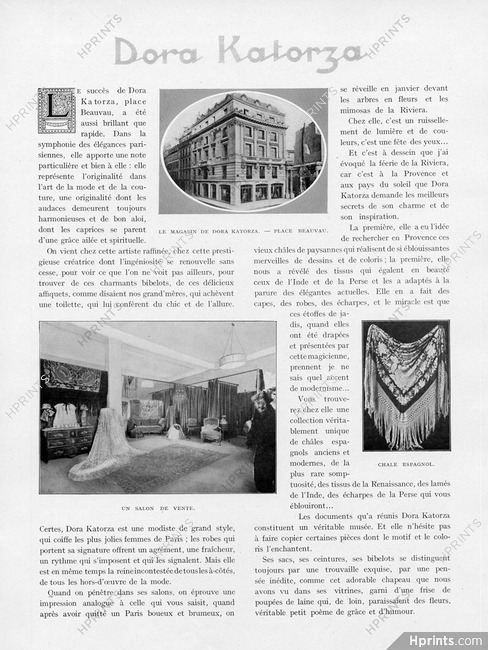 Dora Katorza, 1924 - History Place Beauvau, Paris, 1 pages