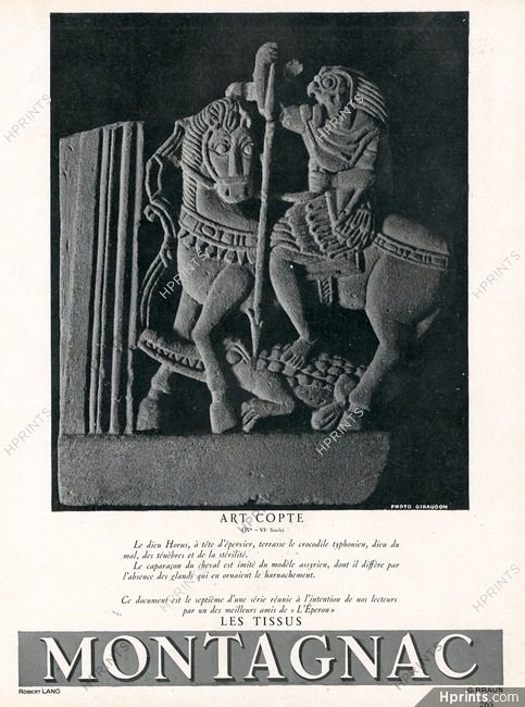 Montagnac 1938 "Art Copte" Photo Giraudon, Horse, Dieu Horus