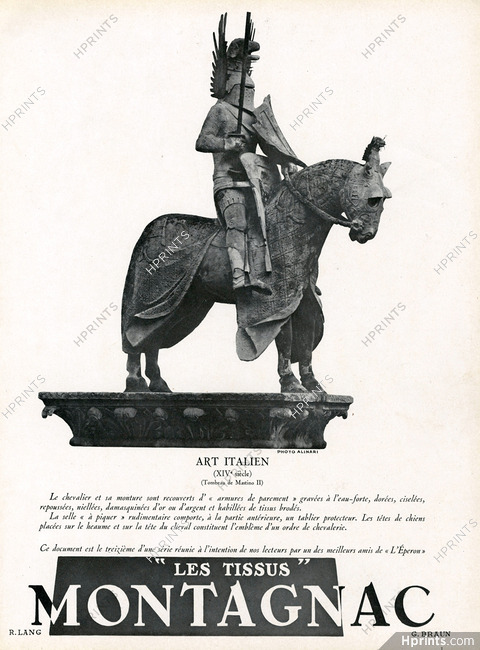 Montagnac 1938 "Art Italien" Photo Alinari, Horse, Armure