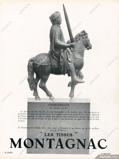 Montagnac 1938 "Art Carolingien" Charlemagne, Horse
