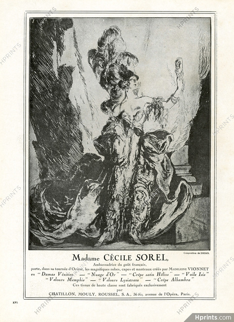 Chatillon Mouly Roussel 1930 Etienne Drian, Cécile Sorel, Madeleine Vionnet