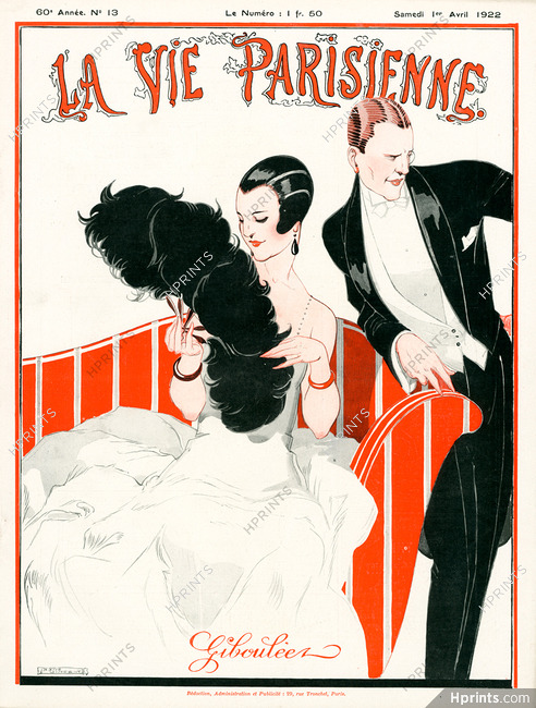 René Vincent 1922 "Giboulées", Feathers Fan, La Vie Parisienne