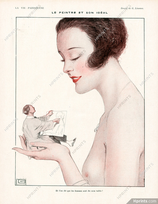 Léonnec 1922 ''Le Peintre et son idéal'' Model Topless, Painter