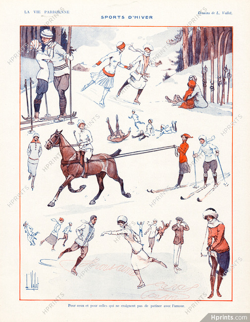 Louis Vallet 1922 Winter Sports, Skiing, Ice Skating
