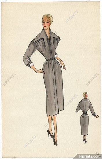 Robert Piguet 1939 Original Fashion Drawing
