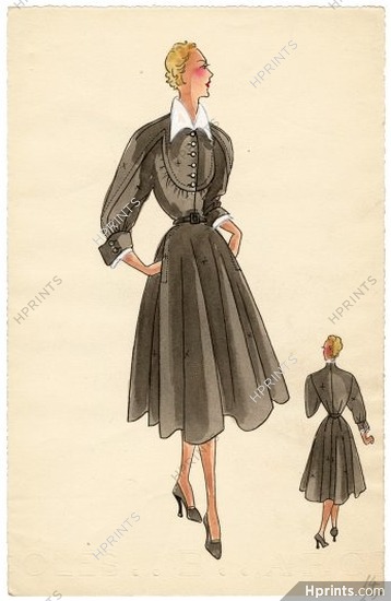 Robert Piguet 1939 Dress 3-4 sleeves