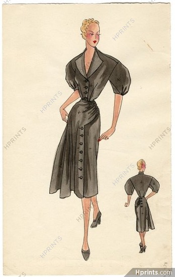 Robert Piguet 1939 Dress short sleeves