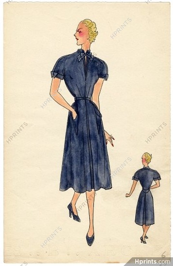 Robert Piguet 1939 Dress short sleeves