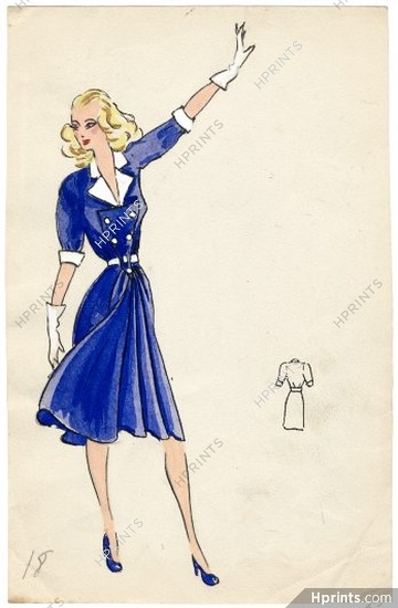 Robert Piguet 1943 Dress short sleeves