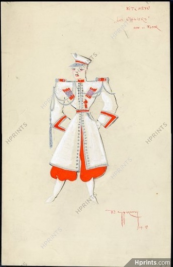 Michel Gyarmathy 1937 Folies Bergère, Original Costume Design, Nitchevo, Cossack