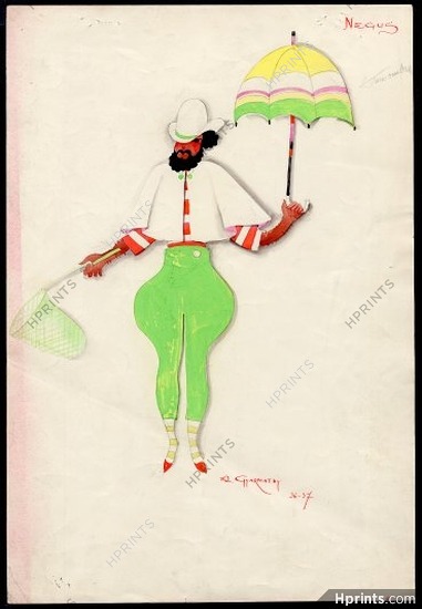 Michel Gyarmathy 1936, Folies Bergère, Original Costume Design, Negus, Dandy