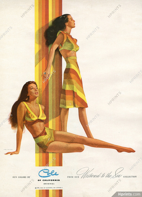 Cole of California 1946 Swim suit styling, Beachwear, Ron Wicks