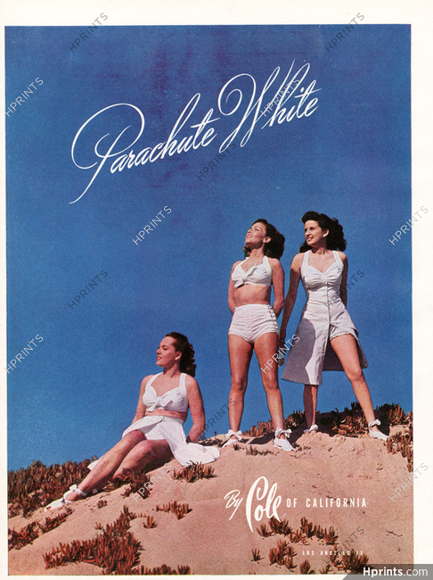 Cole of California 1944 Parachute White, Swim suit styling