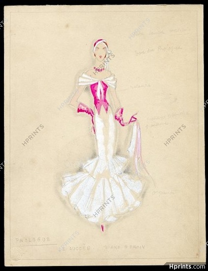 Jenny Carré 1930s, Original costume design, "Le Succès" prologue, Diane Gerny