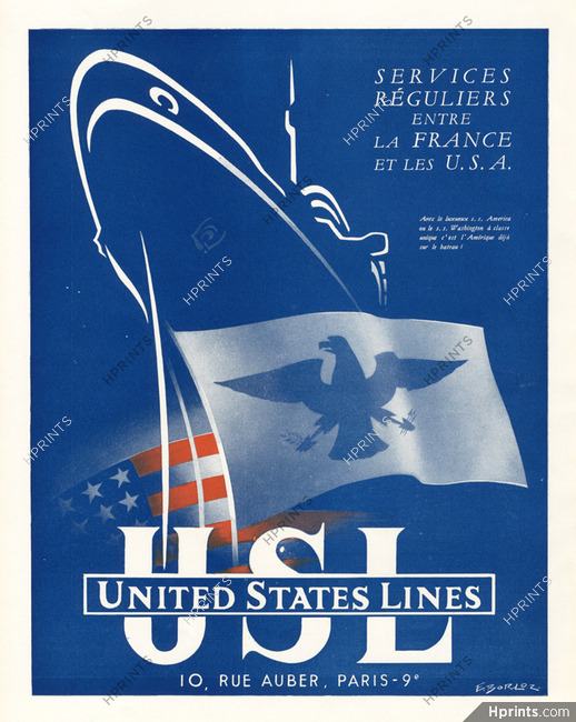 United States Lines 1950 Transatlantic Liner, E. Borloz