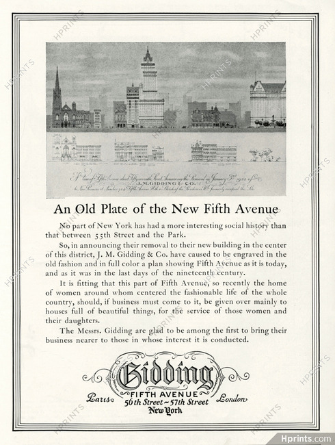 J. M. Gidding & C° 1922 New Fifth Avenue New York