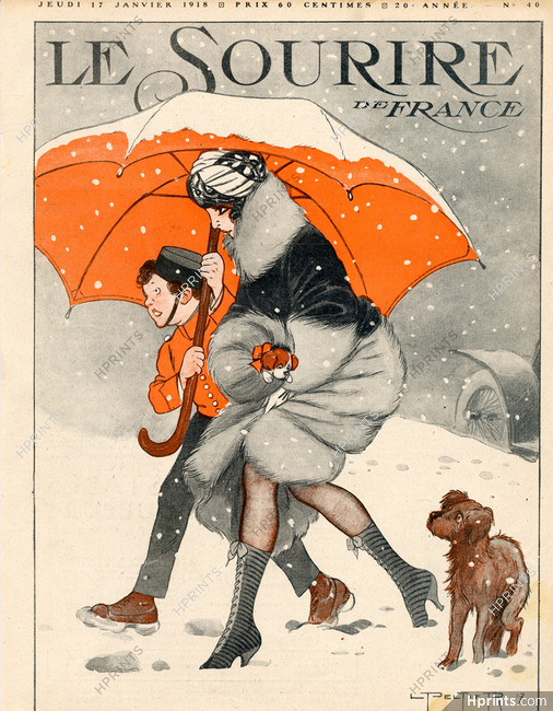 Peltier 1918 Elegant Parisienne Under the Snow, Groom