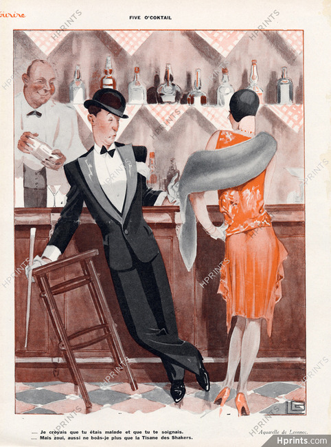 Georges Léonnec 1930 "Au Bistrot" Five o'cocktail, Bar