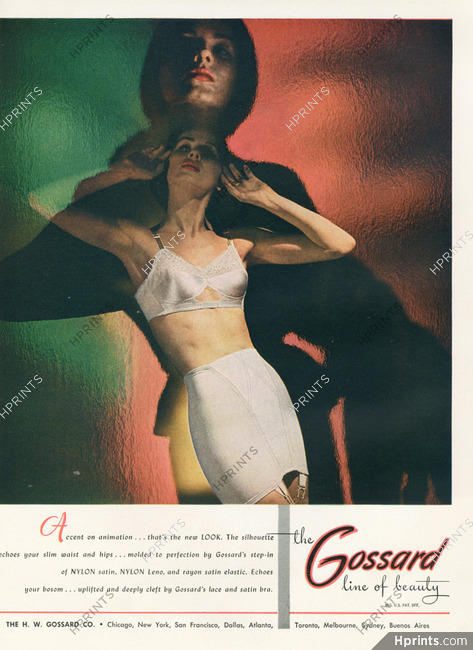 Vintage GOSSARD BRA & GIRDLE - 3 Sexy Young Women in Lingerie = 2pg Print  AD