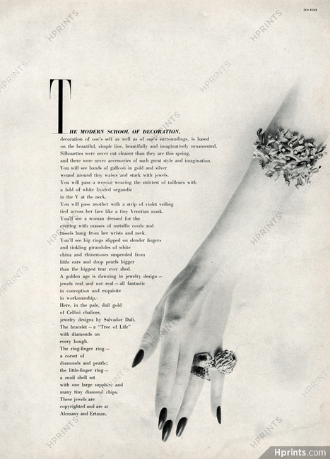 Salvador Dali (Jewelry Designs) 1951 Bracelet "tree of life", Ring-finger