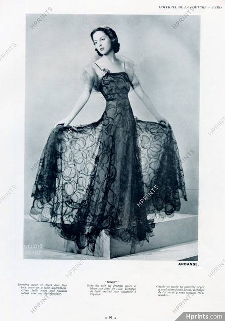 Ardanse 1937 Evening Gown, Photo Studio Franz, Lace Embroidery