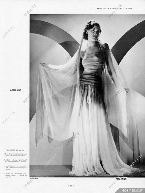 Ardanse (Couture) 1938 Evening Gown, Photo Studio Dax
