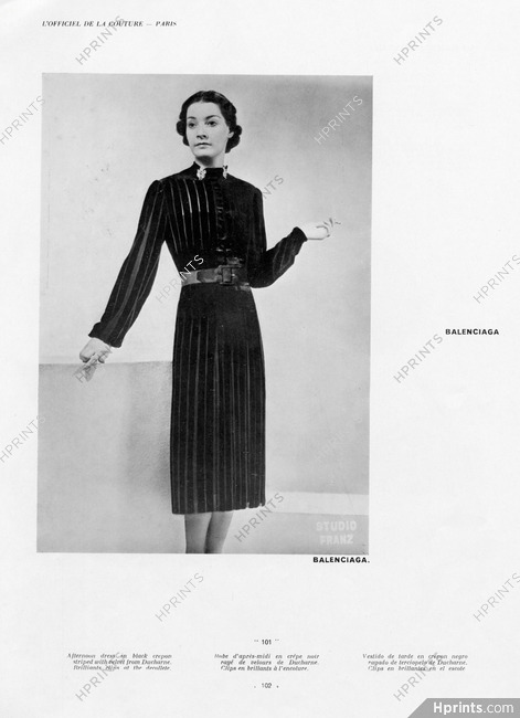 Balenciaga 1937 Afternoon dress, Photo Studio Franz, Ducharne (fabric)